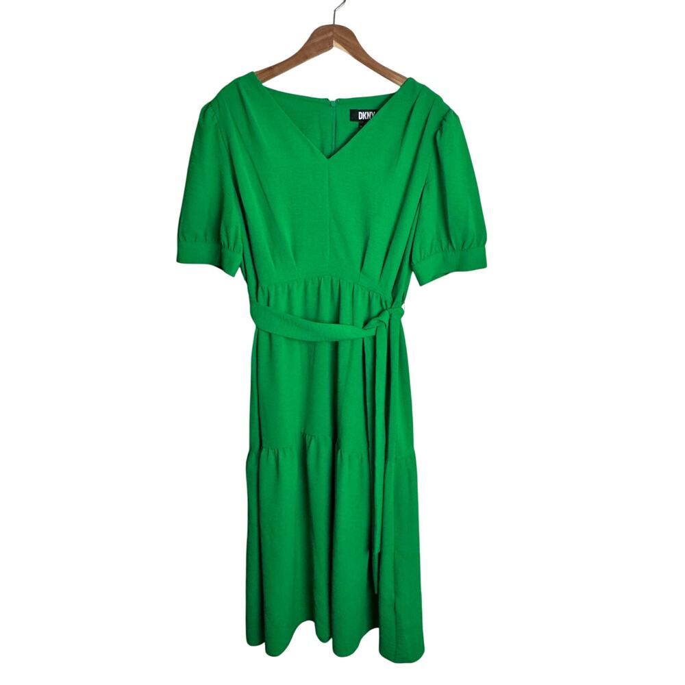 NWT DKNY Kelly Green Belted Midi Dress Size 16
